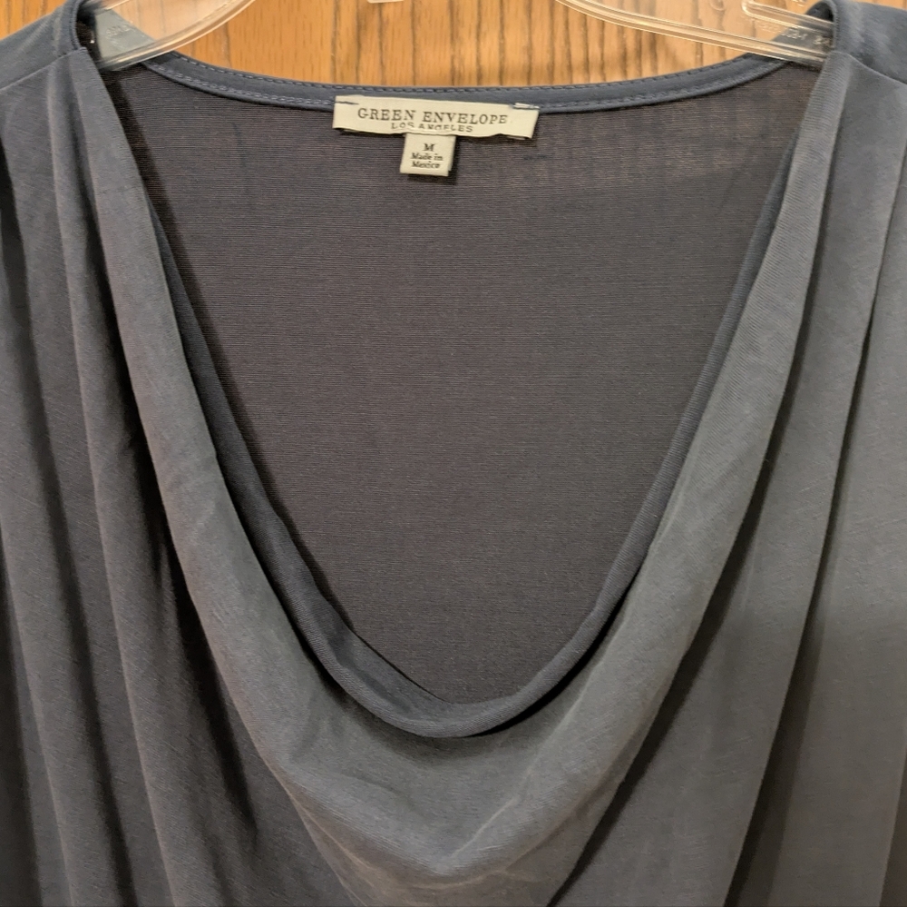 Green Envelope Charcoal Drape Blouse - Picture 2 of 4